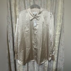 Banana Republic Satin Pinstripe Blouse Festive Long Sleeve Size XXL NWT